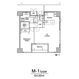 M-1 1LDKの間取り図