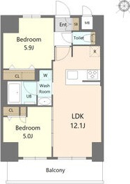 B 2LDKの間取り図