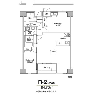R-2 2LDKの間取り図