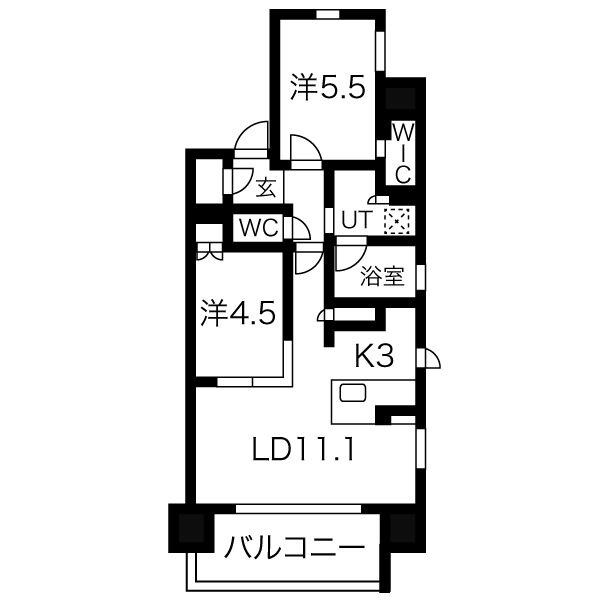 E 2LDKの間取り図