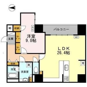 C 1LDKの間取り図
