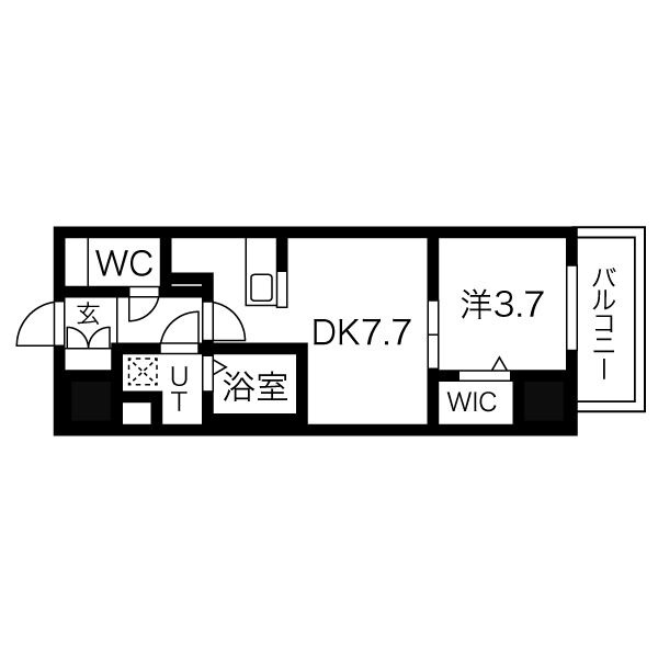 D 1DKの間取り図