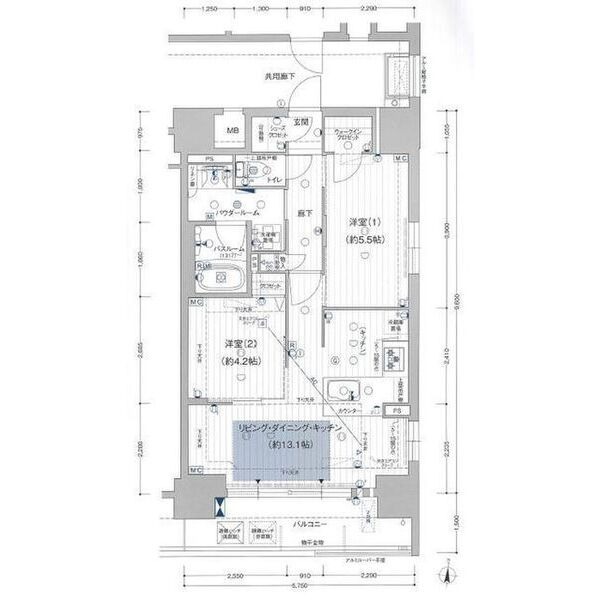 404 2LDKの間取り図