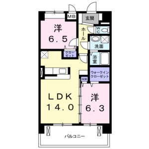 501 2LDKの間取り図
