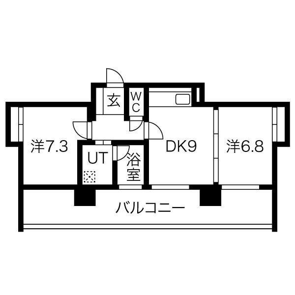 F 2LDKの間取り図