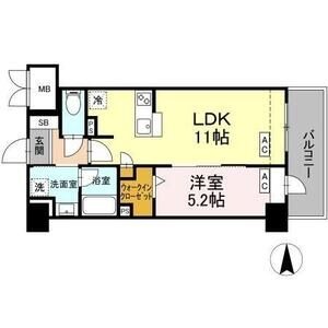 B 1LDKの間取り図