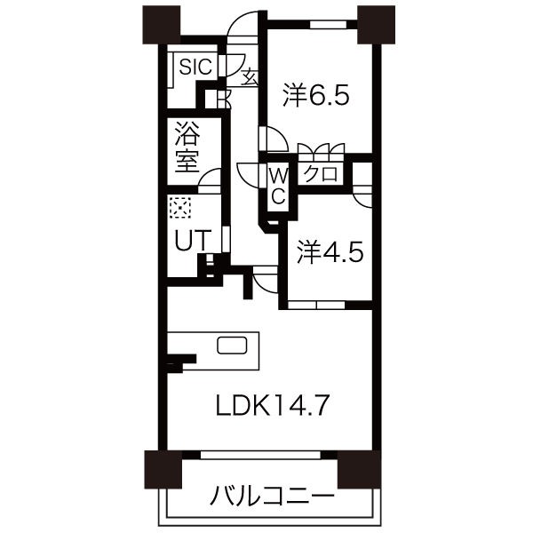 2LDKの間取り図