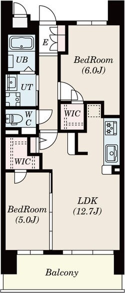 B 2LDKの間取り図