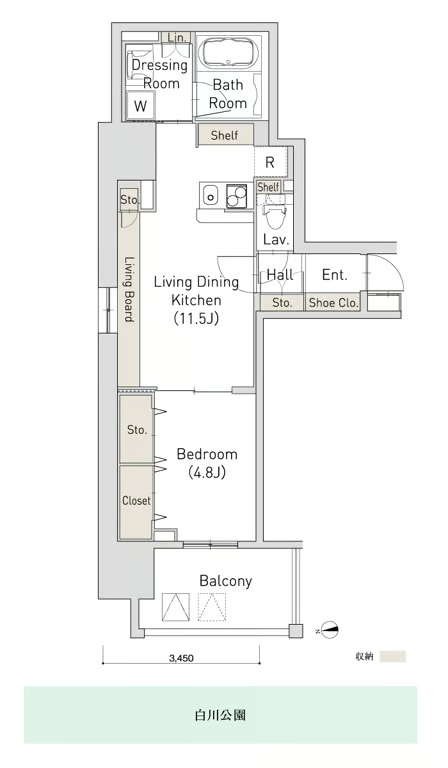 A 1LDKの間取り図