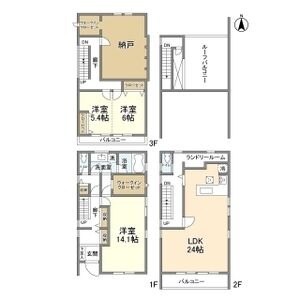 A 3LDK+Sの間取り図