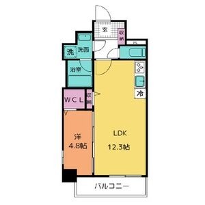 C 1LDKの間取り図