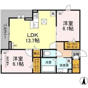 C1 2LDKの間取り図