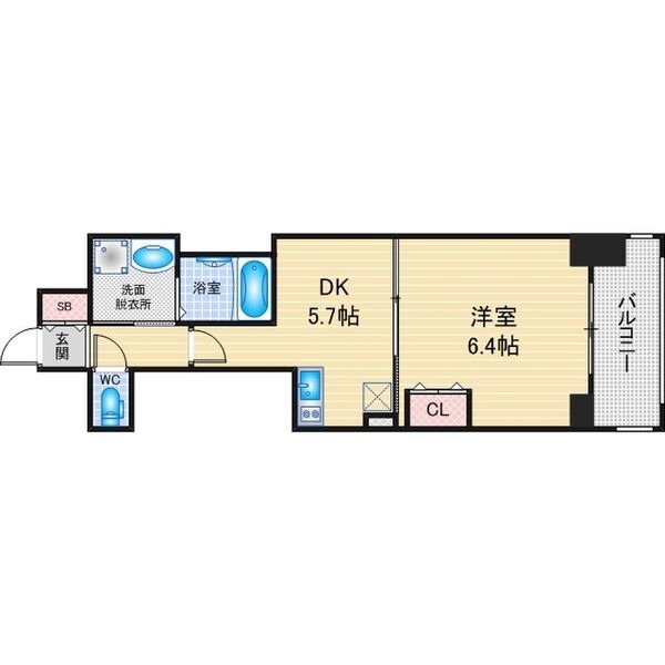 F''' 1DKの間取り図