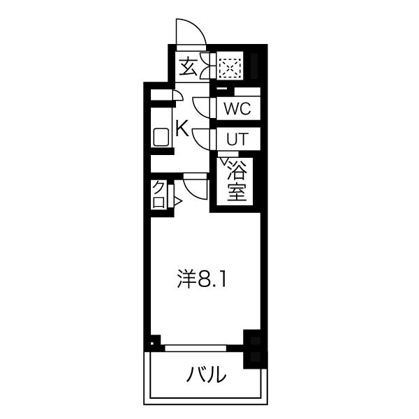 D' 1Kの間取り図