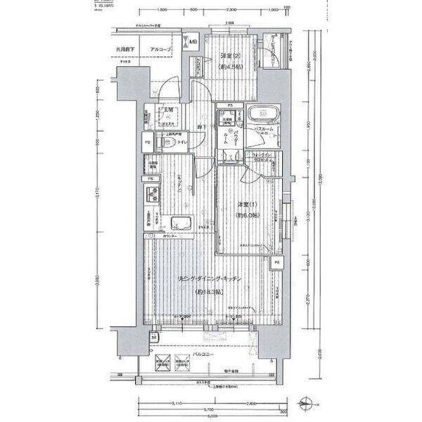 0705 2LDKの間取り図