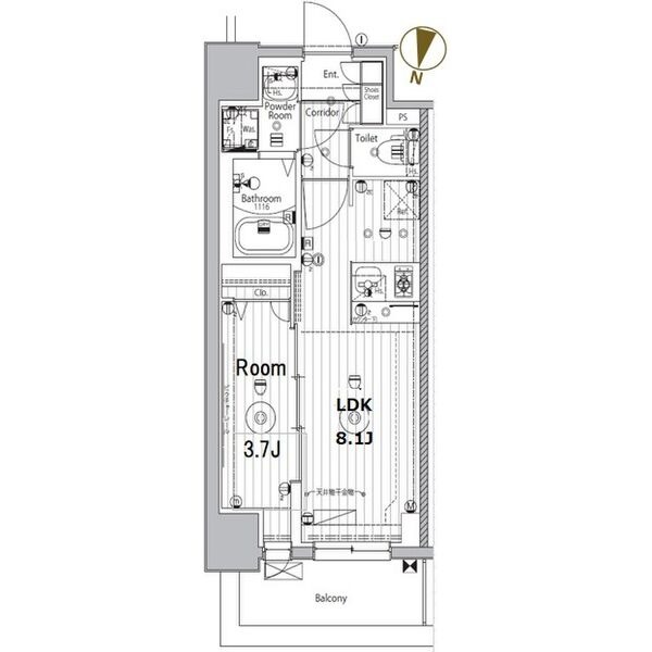 A 1LDKの間取り図