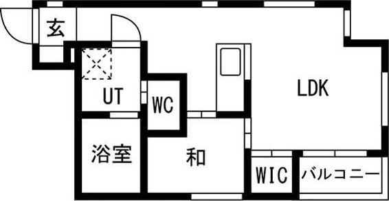 D 1LDKの間取り図