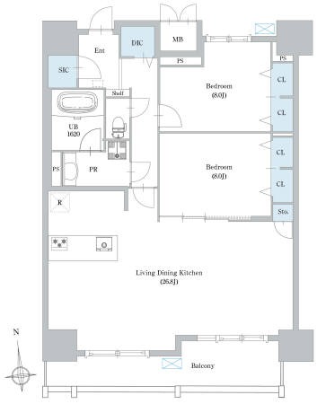 D 2LDKの間取り図