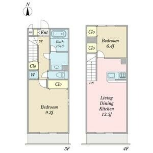 B 2LDKの間取り図