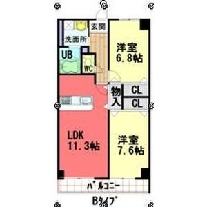 B 2LDKの間取り図
