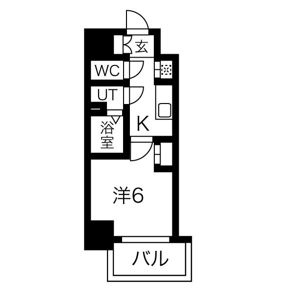 A' 1Kの間取り図