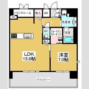 D 1LDKの間取り図