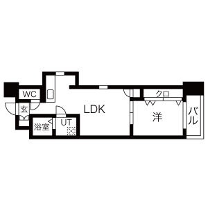 C 1LDKの間取り図
