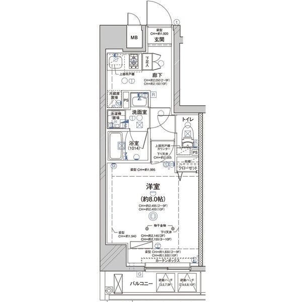 A2 1Kの間取り図