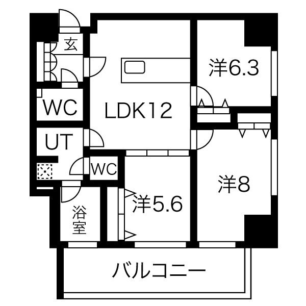 P 3LDKの間取り図