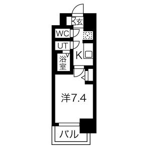 D 1Kの間取り図