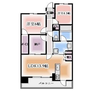 C 2LDK+Sの間取り図