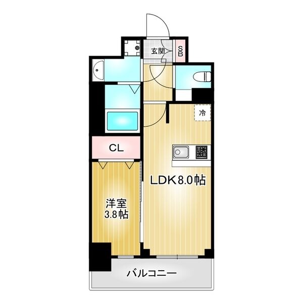 301 1LDKの間取り図