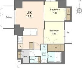 D 2LDKの間取り図