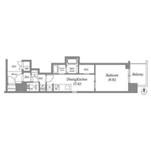 E 1DKの間取り図