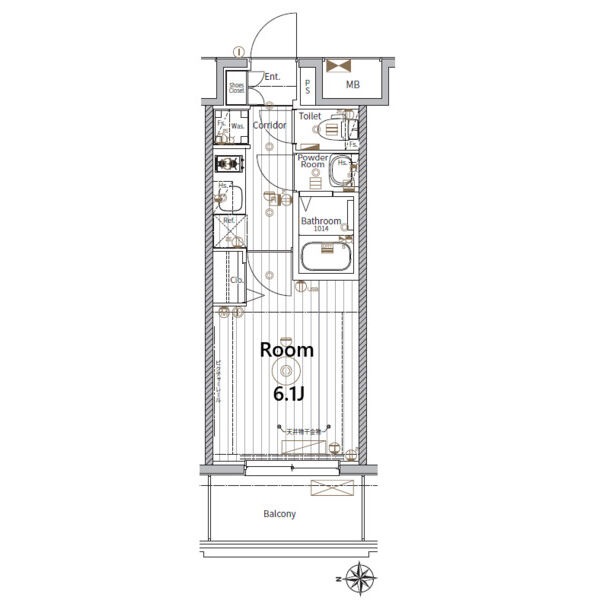 B2 1Kの間取り図