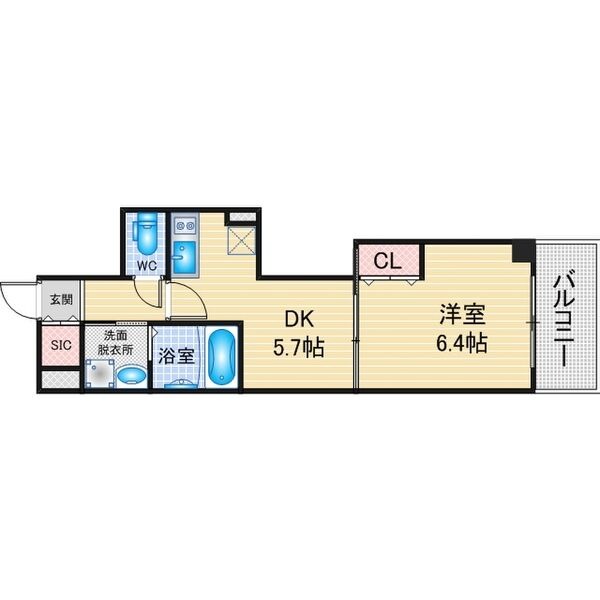 F'' 1DKの間取り図
