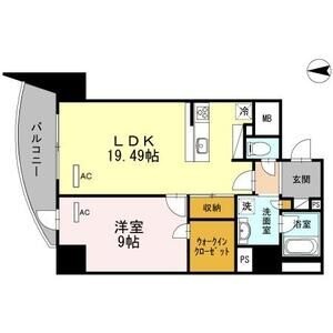 B 1LDKの間取り図