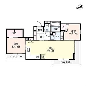 C2 2LDKの間取り図