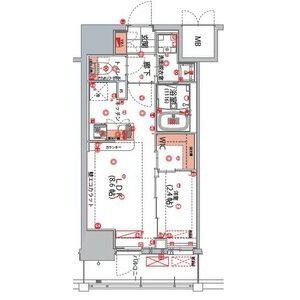 D 1LDKの間取り図