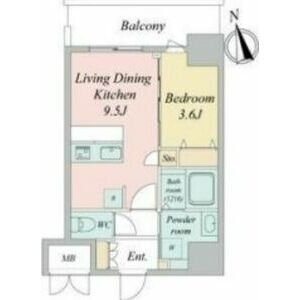 B 1LDKの間取り図