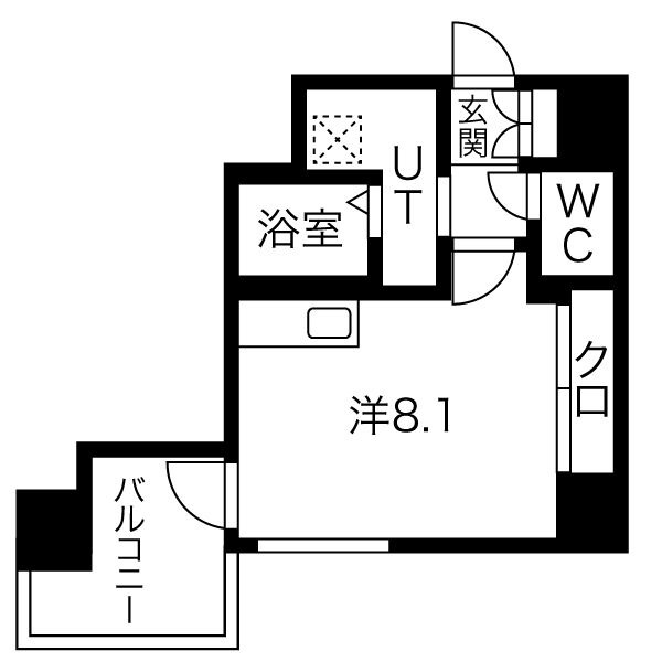 D 1Rの間取り図