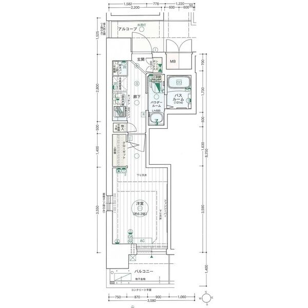 B 1Kの間取り図