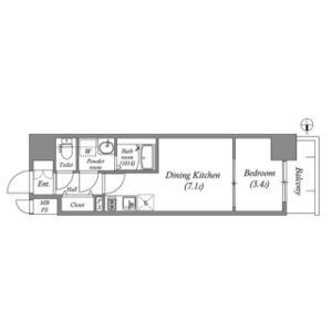 A 1DKの間取り図