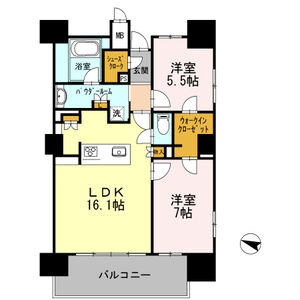 1607 2LDKの間取り図