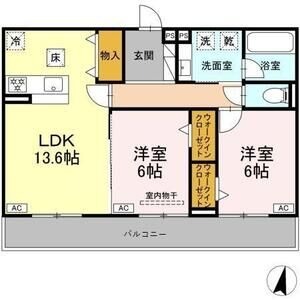 B1 2LDKの間取り図