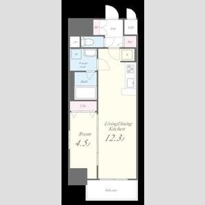 E 1LDKの間取り図