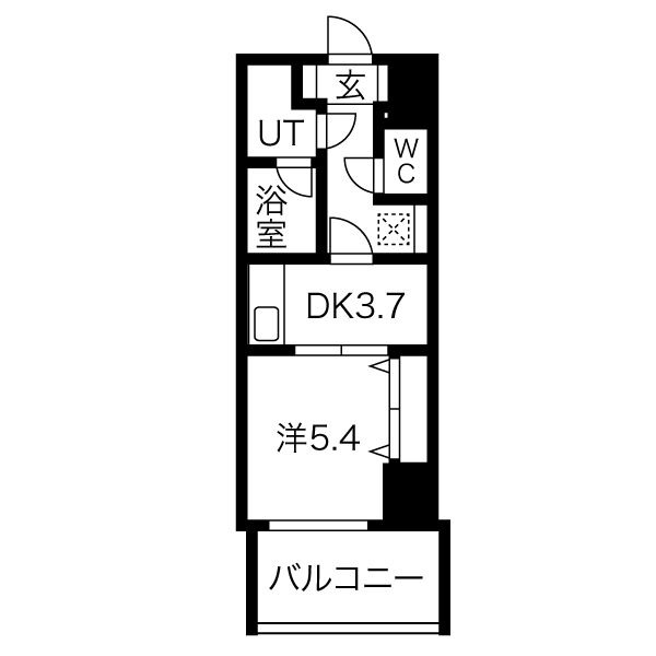 A1' 1DKの間取り図