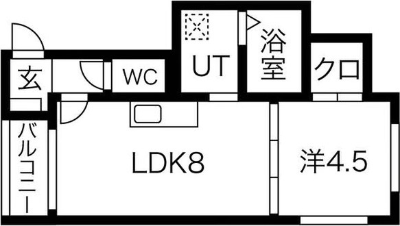 C 1LDKの間取り図