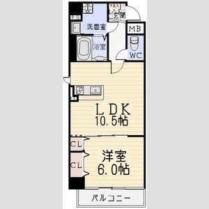 602 1LDKの間取り図