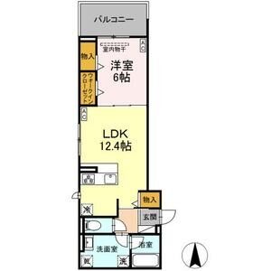 B2 1LDKの間取り図